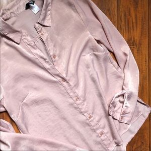 Silk blush rose blouse